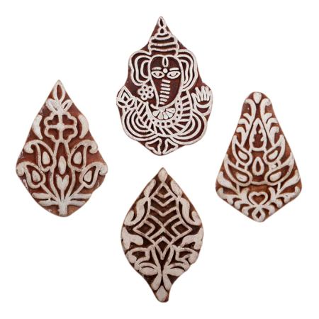 Set of 4 Piece New Mix Wooden Printing Block